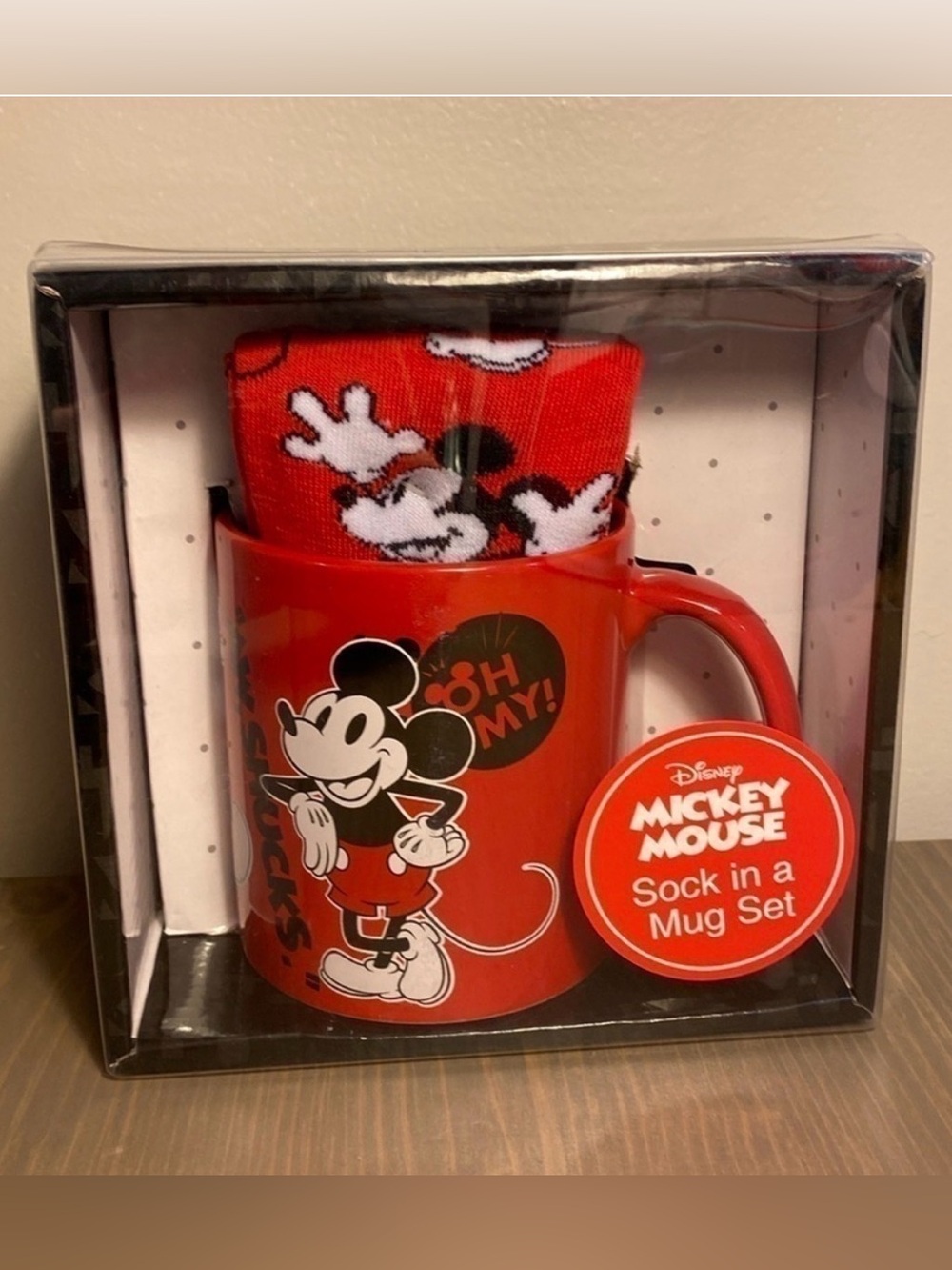 Disney Mickey Mouse Socks in a Mug set​ Red & Black
